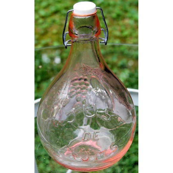Jus de Fruits Casadis Milano Italy Pink Glass Bottle Decanter Stopper 1/2 Gallon - Picture 4 of 11